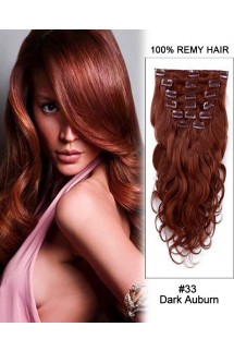 26” 11pcs Body Wave Clip in Remy Human Hair Extensions #33 Dark Auburn 26” 11pcs Body Wave Clip in Remy Human Hair Extensions #33 Dark Auburn